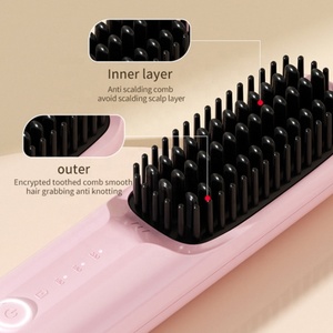 Lisseur de <span class=keywords><strong>cheveux</strong></span> portable sans fil, peigne en céramique rose, appareils de coiffage des <span class=keywords><strong>cheveux</strong></span>, ions négatifs, brosse lissante électrique MCH - Product Image 4