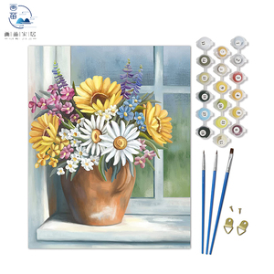 40x50 cm adultos principiantes flores pintura colorida margaritas <span class=keywords><strong>verde</strong></span> blanco amarillo DIY imágenes grandes pintura para colorear por número - Product Image 1