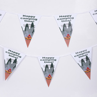 Drapeau triangulaire imperméable de style camping sur mesure par le fabricant, drapeaux à cordes imprimés, guirlande vintage avec lettrage personnalisé