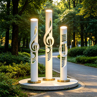 Lampadaire LED à motif de notes de musique, en acier métallique, étanche, pour extérieur, parc, jardin, décoration paysagère