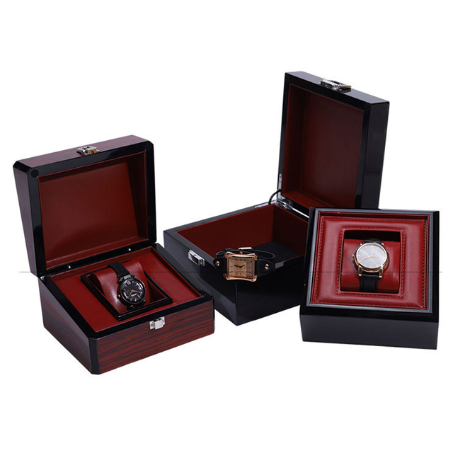 Wholesale Custom logo Luxury Wooden Watch Box Watch Storage Single Gift Cases Watch Packaging Boxes & Cases
