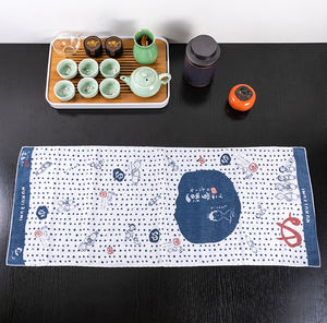 Usine de caractères bleus Serviette de toilette traditionnelle japonaise en coton Tenugui avec logo personnalisé - Product Image 2