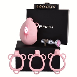 FRRK Sissy Clitotis Pussy Hole Chastity Cage with Adjustable <b>Elastic</b> Band <b>Belt</b> for Men Curve Resin Cock Cage Bondage Sex Toy - Product Image 4