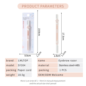 Nhà Sản Xuất Duy Nhất Dermaplaning Mặt Lông Mày Dao Cạo Tông Đơ Tùy Chỉnh Nhựa Có Thể Thu Vào Xử Lý Đôi Đầu Mắt Brow Dao Cạo Sy304 - Product Image 4