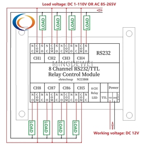 N223B08 Nova Versão 8CH DC 12V <span class=keywords><strong>RS232</strong></span> Módulo De Relé - Product Image 5