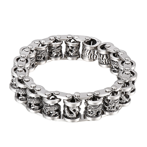 <strong>KALEN</strong> 240mm Men Punk Stainless Steel Skull Charms Biker Links Bracelet-Gift for Anniversary &amp; Party - Product Image 4