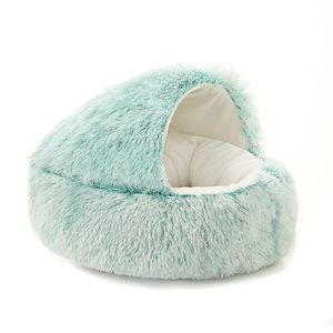 Universelles Winter-Warmes Halbgeschlossenes Katzenbett, Modische Einfarbige Plüsch-Filz-Matratze, Weiches Nest für Katzen und Hunde - Product Image 3