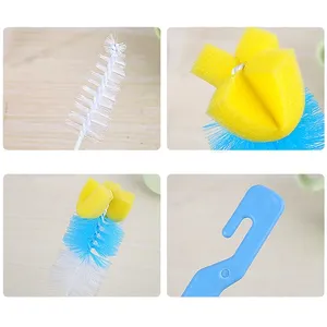 Zenidoo Juego de 2 cepillos ecológicos para alimentación de bebés, cerdas de nailon, mango de plástico, 22 cm, cepillo multifuncional de 360 grados - Product Image 4