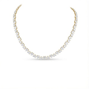 Collier de tennis Cœur inversé, forme de cœur, couleur EF naturelle, certifié GIA, bijoux de luxe pour femme, pour mariage - Product Image 2