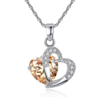 Bijoux transfrontaliers européens et américains mode amour coeur encart zircon collier personnalité féminine version coréenne simple loc