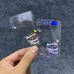 บัตรธุรกิจพลาสติก PET ใสแบบกำหนดเอง รูปทรงสี่เหลี่ยมมุมโค้ง โฮโลแกรมเรนโบว์เลเซอร์ฟอยล์ - Product Image 5