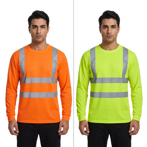Ventes en gros de t-shirts de travail personnalisés à manches longues OEM, vêtements de travail à séchage rapide, t-shirts de sécurité haute visibilité, polos de travail réfléchissants pour hommes, construction - Product Image 1