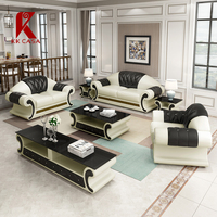 Cuero genuino y tela Vintage Golden Herringbone patrón sofá diseño Modular hogar sala de estar sofá
