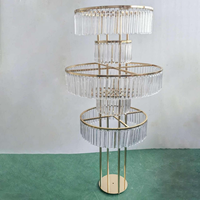 Grande décoration de mariage bling cristal doré à 5 étages cerceau floral en métal en laiton pièce maîtresse avec bases