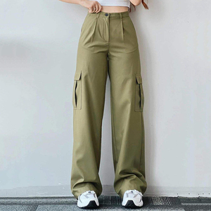 Custom Your Design Khaki <strong>Black</strong> Casual Cargo Pants Multi 6 <strong>Pocket</strong> <strong>with</strong> High Waisted <strong>Work</strong> Pants <strong>Trousers</strong> for Women - Product Image 3