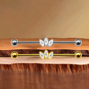 Titanium Plated Ear Barbell Butterfly Zircon Inlay 14mm Industrial Piercing Jewelry For Ear Bone <b>Helix</b> <b>Studs</b> - Product Image 2