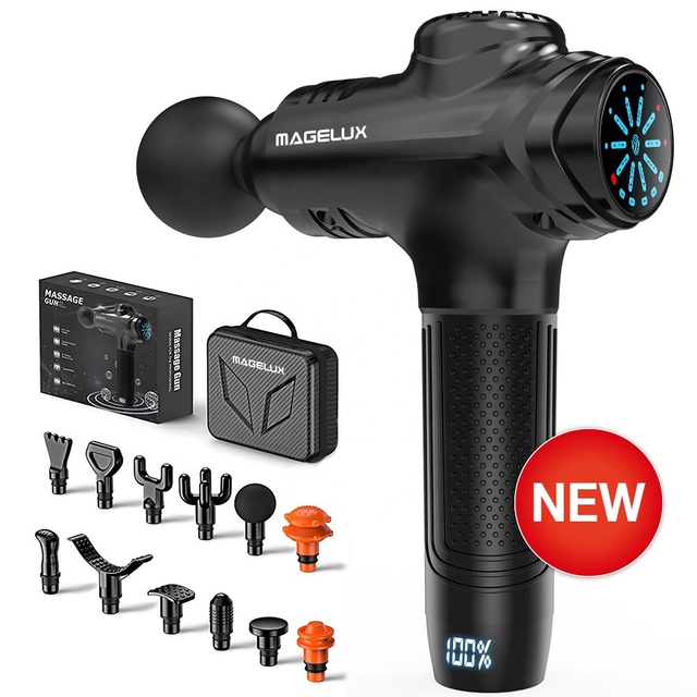 Pro Massage Gun Massager 10 Speed 12 Heads with LCD Screen Deep Tissue Percussion Fascia Muscle Massage Gun