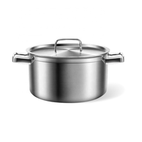 Olla sopera de acero inoxidable de 24 cm con tapa de acero inoxidable para restaurantes profesionales, apta para inducción, utensilios de cocina.