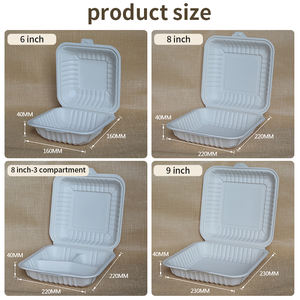 Contenedor de Alimentos Desechable Ecológico y Biodegradable de Almidón de Maíz con Bisagras de 6/8/9 Pulgadas, Loncheras <span class=keywords><strong>para</strong></span> Llevar con 3 Compartimentos - Product Image 2