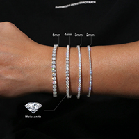 Chaîne de Tennis en Moissanite VVS en Gros Bijoux en Argent Sterling 925 Cadeaux GRA Bracelet de Tennis en Moissanite de Laboratoire Iced Out pour Femmes Hommes