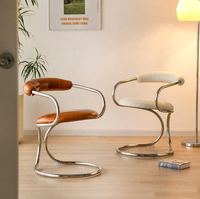 Fauteuil de salle à manger moderne en acier inoxydable durable, chaise de coiffeuse de chambre à coucher, fauteuil créatif design en forme de serpent avec dossier, pour la maison et les loisirs
