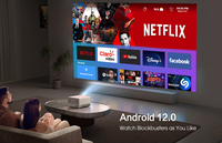 Wupro U1 proyektor rumah Android 12 cerdas, proyektor Video LCD Wifi 6 600 ANSI Lumens 3 + 64GB asli 4K UHD