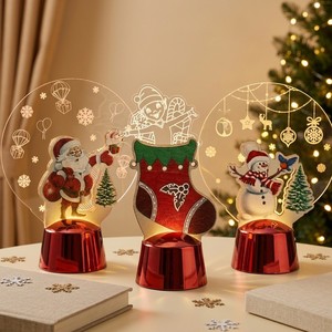 Décorations <span class=keywords><strong>de</strong></span> Noël, Veilleuse LED en Acrylique, Petite Lampe <span class=keywords><strong>de</strong></span> Table Lumineuse, Bonhomme <span class=keywords><strong>de</strong></span> Neige Coloré pour Personnes Âgées, Pendule <span class=keywords><strong>de</strong></span> Bureau - Product Image 1