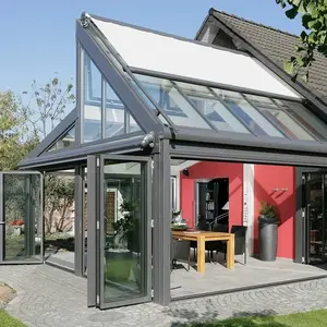 Sunroom in glass detachable square four-season solarium aluminum hardtop gaz sunroom house addition