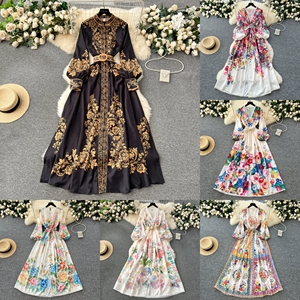 Vestido Midi Casual de Primavera para <span class=keywords><strong>Mujer</strong></span>, Estilo Vintage, Corte Ajustado, Sin Mangas, Estampado, con Encaje - Product Image 4