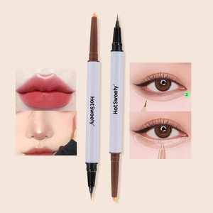 Borse per <span class=keywords><strong>occhi</strong></span> 2 in 1 a testa doppia con ombra liquida opaca evidenziatore per viso cremoso e trucco <span class=keywords><strong>contorno</strong></span> Logo personalizzato penna per evidenziatore - Product Image 1