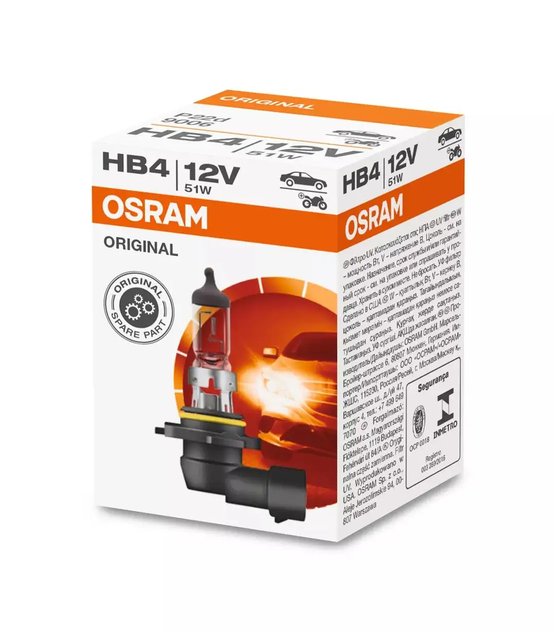 OSRAM 9006 HB4 12V 51W Bombilla halógena Lámpara de faro Iluminación automotriz