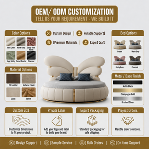 <span class=keywords><strong>Letto</strong></span> Rotondo in Vera Pelle Stile Farfalla di Lusso Italiano, Design Crema, <span class=keywords><strong>Letto</strong></span> <span class=keywords><strong>Matrimoniale</strong></span> Grande 2m per Camera da <span class=keywords><strong>Letto</strong></span> Principale - Product Image 3