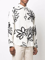 Chemises pour hommes en tissu de lin imprimé floral, style streetwear, manches longues, fabriquées sur mesure par des usines chinoises.