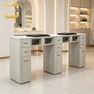 Mesa de Manicura Minimalista de Estilo Madera con Doble Aspiración y Cajones de Almacenamiento Separados para Salones de Belleza y Estética - Product Image 3