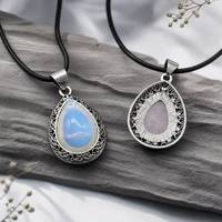 Pendentif Goutte d'Eau en Agate Naturelle, Pierre Semi-Précieuse Incrustée, Alliage, Coquille d'Abalone, Collier Artisanat en Cristal