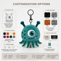 Porte-clés pieuvre monstre d'Halloween personnalisé, jouet en peluche de fête, animal en peluche en polyester et coton PP, cadeau mignon et moelleux anti-stress