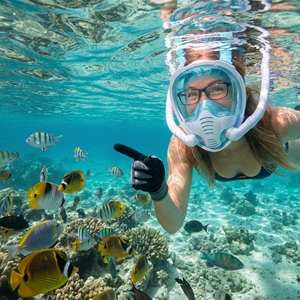 Máscara de Snorkel Completamente Seca con Vista Panorámica de 180°, Antivaho, Ajustable, de Alta Definición, para <span class=keywords><strong>Buceo</strong></span> y Snorkel, Ajuste Universal, Duradera - Product Image 1