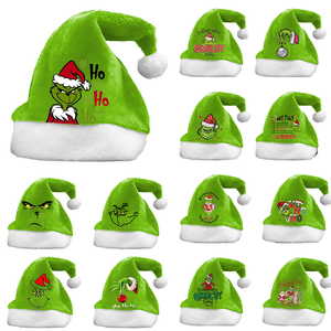 Chapeau de Noël en velours double face pour adulte unisexe, vert <span class=keywords><strong>Grinch</strong></span>, épaissi, à revers, décontracté, pour les fêtes d'hiver et les festivals - Product Image 5