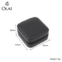 Bague en cuir PU Bijoux Accessoires Set Box Mini Cadeau Portable Bijoux Fermeture Éclair Emballage Boîte