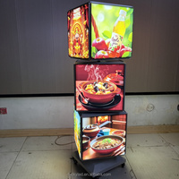 Impression personnalisée de boîtes de lampe lumineuse LED publicitaires rotatives en acrylique Enseigne de boîte à lumière
