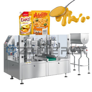 Máquina de envasado rotativa automática vertical para bolsas preformadas de formas especiales, para llenado y sellado de gel energético, miel y aceite de cocina en sobres preformados - Product Image 3