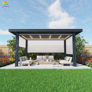 Pérgola de Aluminio con Persianas Eléctricas Motorizadas para Todas las Estaciones, Pabellón de Jardín, Gazebo Exterior con Rejillas - Product Image 1