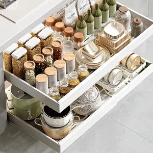 Organisateur de tiroir extensible en acier grande capacité pour bouteilles d'eau, idéal pour armoire de cuisine, salle de bain ou garde-manger - Product Image 1