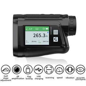 Telémetro de Golf recargable de 600m, medición de altitud de pendiente, pantalla táctil, bloqueo de bandera, vibración, transmisión de voz para caza - Product Image 5