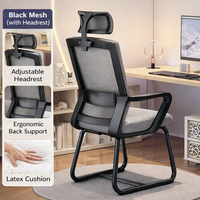 Chaise de bureau moderne avec appui-tête réglable, en maille, sans roulettes, pour la maison, le bureau, l'hôpital, les salles de conférence et le personnel hôtelier