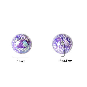 Perles acryliques imprimées en dentelle de 16 mm, couleurs mélangées, pour DIY, stylo à perler, chaîne de téléphone portable, porte-clés, suspension de voiture et autres accessoires - Product Image 2