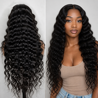 Perruque en cheveux humains indiens bruts, ondulée, sans colle, avec dentelle HD, pour femmes noires, prête à être expédiée