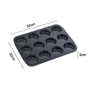 Teglia Antiaderente per Mini Hamburger da 2 Pollici, 12 Cavità, in Acciaio <span class=keywords><strong>al</strong></span> Carbonio Resistente per Hamburger Fatti in Casa - Product Image 2