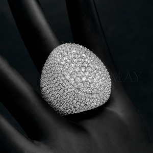 Cadermay 925 스털링 실버 아이스 아웃 Moissanite 타원형 모양 링 힙합 흉상 다운 29mm 큰 크기 타원형 완전 아이스 래퍼 링 남자 - Product Image 2