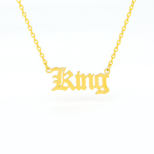 Go Party-collar de acero inoxidable chapado en oro de 18K con letras de lirio, collar con <span class=keywords><strong>nombre</strong></span> y letras de la Reina, el rey, mamá, Jessie - Product Image 3